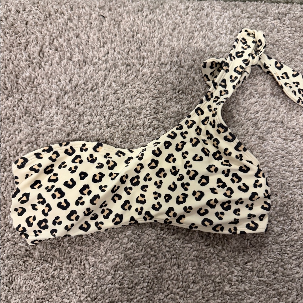 A&F Leopard Print One-Shoulder Bikini Top